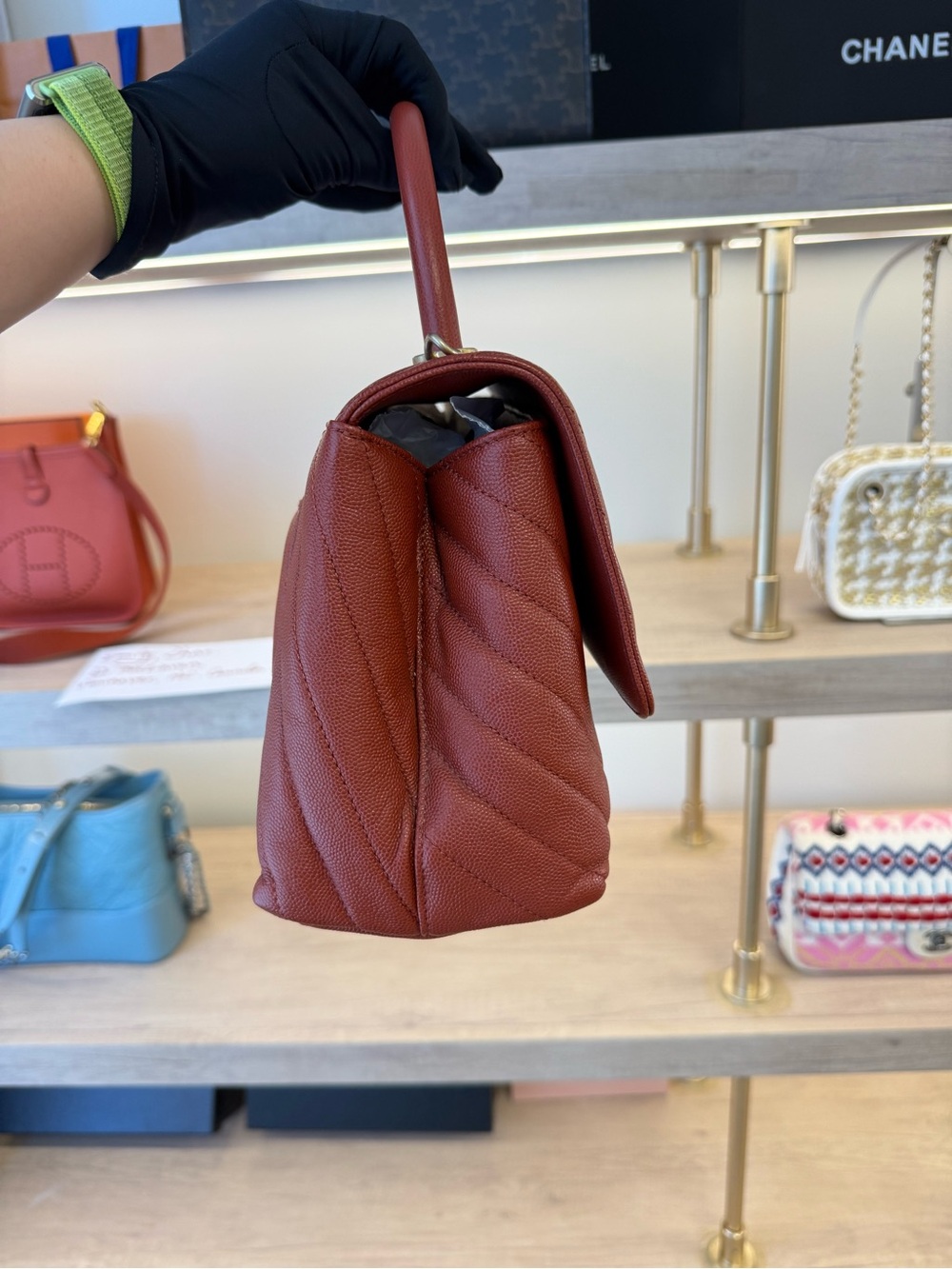 ❌SOLD❌Chanel Quilted Top Handle Bag in Deep Red - Picture 6 of 17